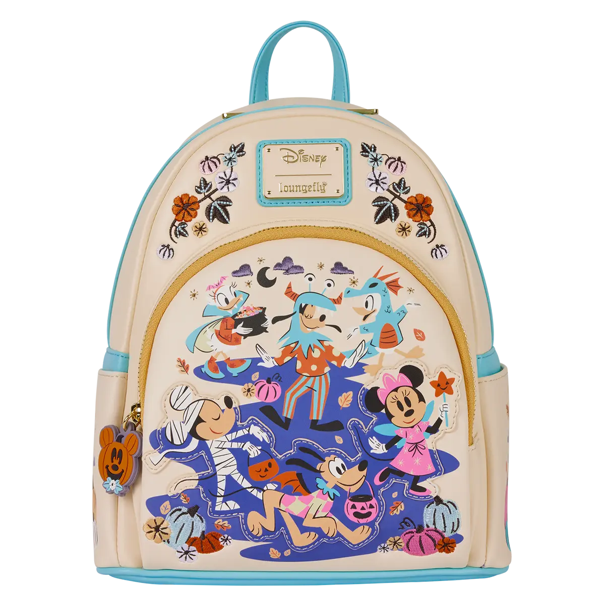 Loungefly Disney Mickey & Friends Halloween Mini Backpack, Cute Faux Leather Bag for Spooky Season with Character Art and Ivy Embroidery, Cute Backpack, Holiday, Compact