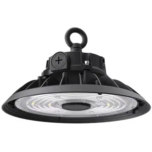 HOLDWILL LED UFO High Bay with Q-Base Power Adjustable 150/240/300W 120-277V 5000K Dimmable Black UL Listed