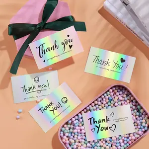 120Pcs Thank You Cards Small Business, Mini 6 Styles Thank You for Supporting Cards Notes Shopping Holographic Thanks Greeting Cards for Retail Store Owner Goods Customer 2x3.5 Inch