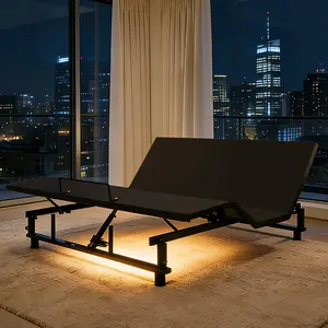 Adjustable Bed Base Frame King Size Bed Frame with Head and Foot Incline Quiet Motor Zero Gravity, 4 Ports USB, Under-Bed Nightlight