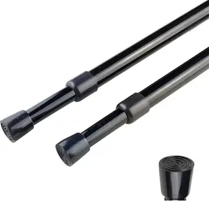 2pcs Spring Tension Curtain Rods 28-43 Inches Adjustable Expandable Black Heavy Duty for Kitchen Bathroom Window Home