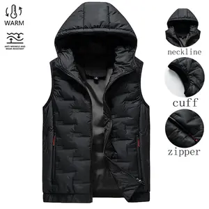 Men's Autumn And Winter Warm Cotton Vest SleevelessHooded Jacket Menswear Tops Clothes Gamis