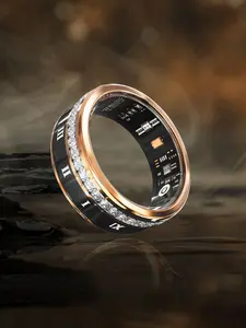 Unisex Colorblock Stainless Steel Ring, Fashionable Digital Smart Ring with Roman Numerals, Waterproof High-tech Sports Ring, Fashion Accessories for Men & Women, Wearable