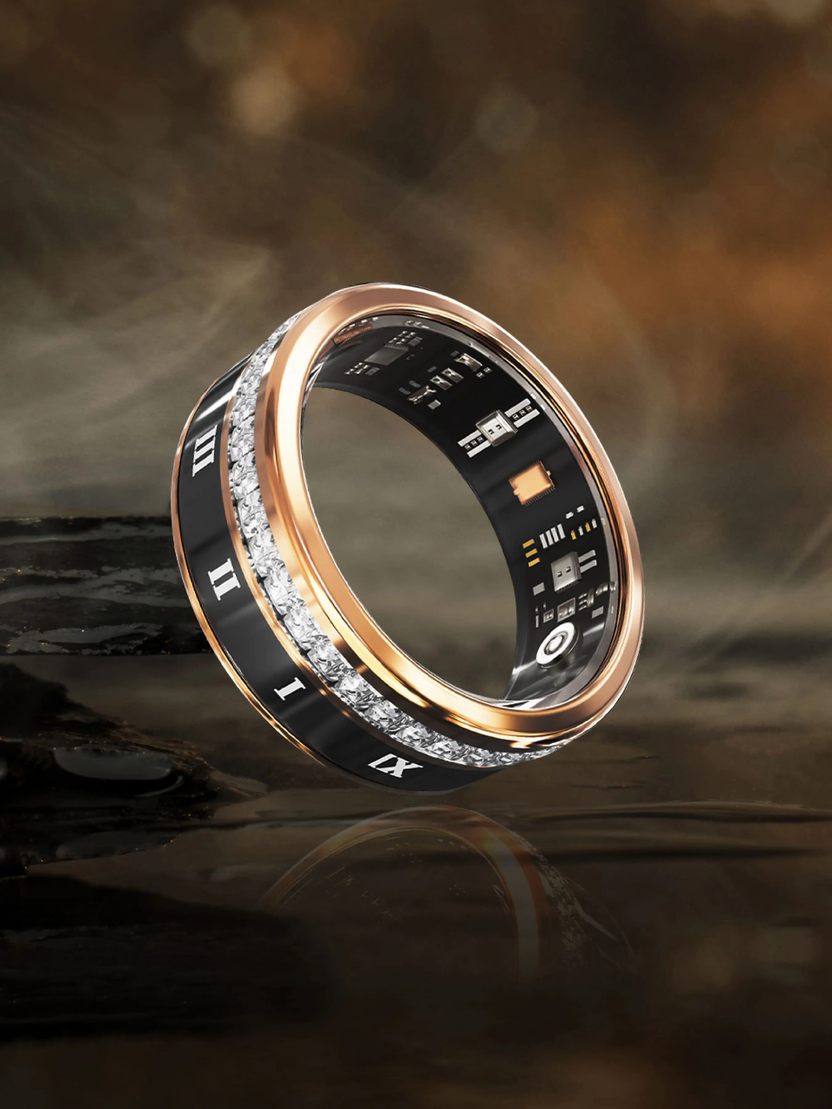 Unisex Colorblock Stainless Steel Ring, Fashionable Digital Smart Ring with Roman Numerals, Waterproof High-tech Sports Ring, Fashion Accessories for Men & Women, Wearable