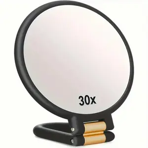 30X Magnification Handheld Makeup Mirror, 360° Rotatable Handle Mirror, Portable Folding Mirror for Travel, Adjustable Vanity Mirror, Makeup Tool for Women, Bathroom Accessory