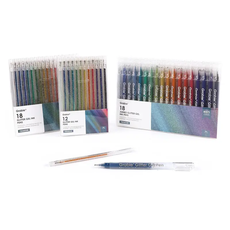 [Flash Sale] Grabie Dual Tone Iridescent Glitter Gel Ink Pens - 12/18 Vibrant Colors for Lettering, Coloring Books, Scrapbooking, Planner and More colorful pens, crafts, drawing, design Art Markers Set, gift for valentines's day