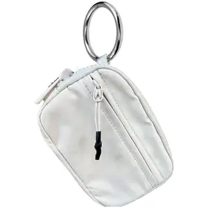 Waterproof nylon small wallet multifunctional card bag keychain women's coin purse with ID window wristband zipper card sleeve