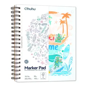 Ohuhu Sketchbook: 8.9"x8.3"/7"x10" Paper Size - 90LB/150GSM - Double-Sided Marker Pads Art Sketchbook - Smooth Drawing Paper - 60 Sheets/120 Pages - Bleedproof - Spiral Bound Sketching Book for Alcohol Markers