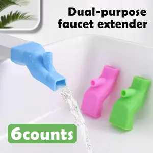 6 Counts Silicone Faucet Extenders, Random Color Easy to Installation for Multifunctional Use in Kitchen Bath