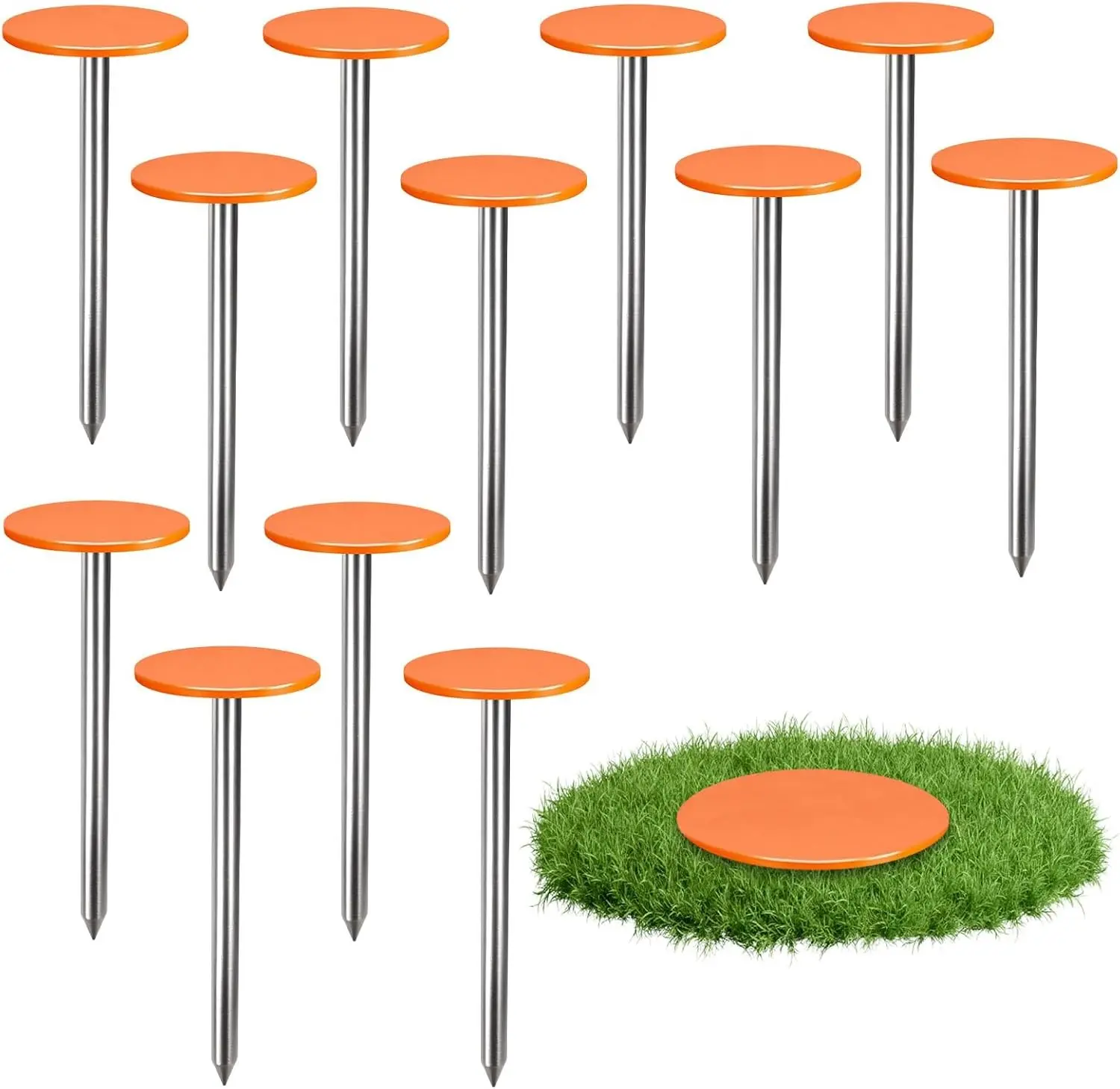 12 PCS Permanent Property Line Markers 6x2 Inch Boundary Markers for Land Survey Stakes Heavy Duty Survey Pin for Septic Tank Yard Paver Ground Landscape Surveying