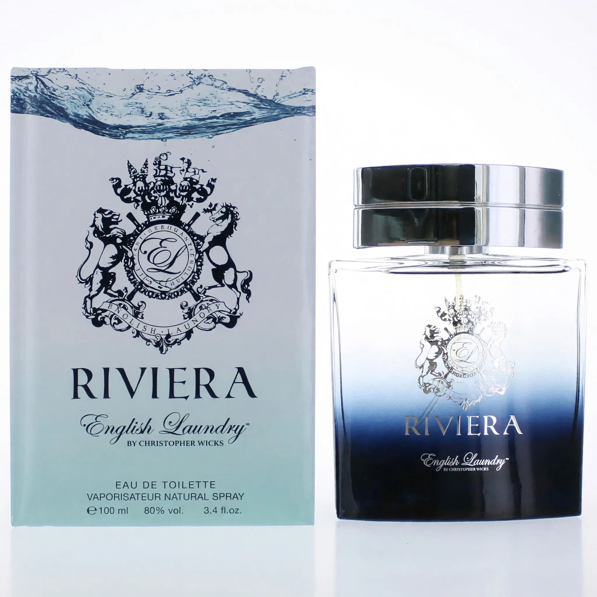 Riviera by English Laundry, 3.4 oz EDT Spray for Men, 3 To 3.9 Fl Oz, Fresh Aquatic Citrus-Fruity Men's Fragrance, Lemon-Based Men's Fragrance