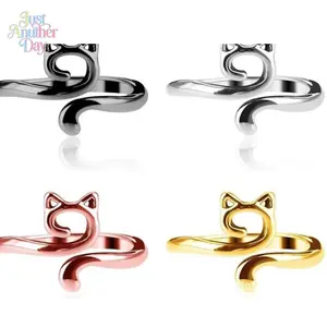 Crochet Tool Ring, 4-Count Adjustable Cat Design Finger Yarn Guide Knitting Loop with Box, Camping & Hiking Picnicware Knitting Accessory