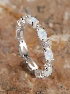 1 PC Glamorous Cubic Zirconia & Faux Opal Fashion Promise Ring For Women For Wedding Engagement Anniversary Party Jewelry Valentine's Day Gift