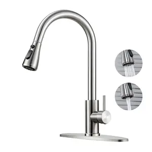 NGNP Stainless steel pull-out kitchen  faucet, available for 1/3 holes in the , single handle, suitable for , RVs, laundry rooms, bars, brushed nickel paragon sink stainless steel kitchen level outdoorfun