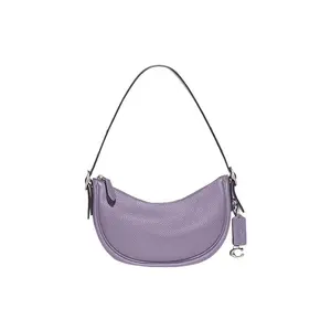 COACH Luna 27 Zipper Closure Soft Pebbled Leather Handbag for Women in Purple