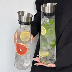 Glass Pitcher for Summer Cold Drinks, Elegant Glass Carafe for Fruit Infused Water, Stylish Beverage Container for Refreshing Beverages