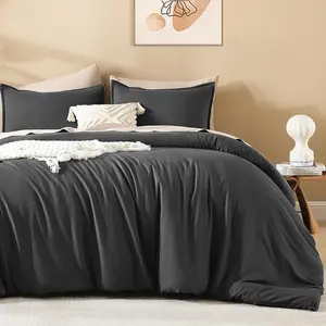 Oversized King Comforters Dark Grey Super King Size, 3 Lightweight Comforter, Fluffy (120x120In Comforter  2 Pillowcases)