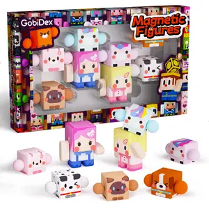 GobiDex Magnetic Action Figures 8PCS STEM Game-based Creative Toys, Compatible with Magnet Building Blocks & Tiles, Learning Pretend Play Toys for Ages 3+