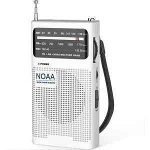 NOAA Weather Radio, AM FM NOAA Emergency Radio Portable with Best Reception, Headphone Jack, Powered by 2 AA Battery, Transistor Radios Battery-Operated for Emergency, Hurricane, Home(White)