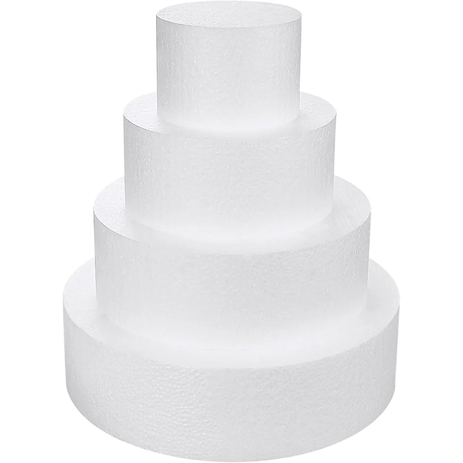 4 Tiers  Cake Dummies 4" 6" 8" 10", White Dummy Cakes Styrofoam Sets, 12 Inch Tall  Cake, Dummy Cake for Wedding Cake Supplies Decorating Birthday Wedding Display