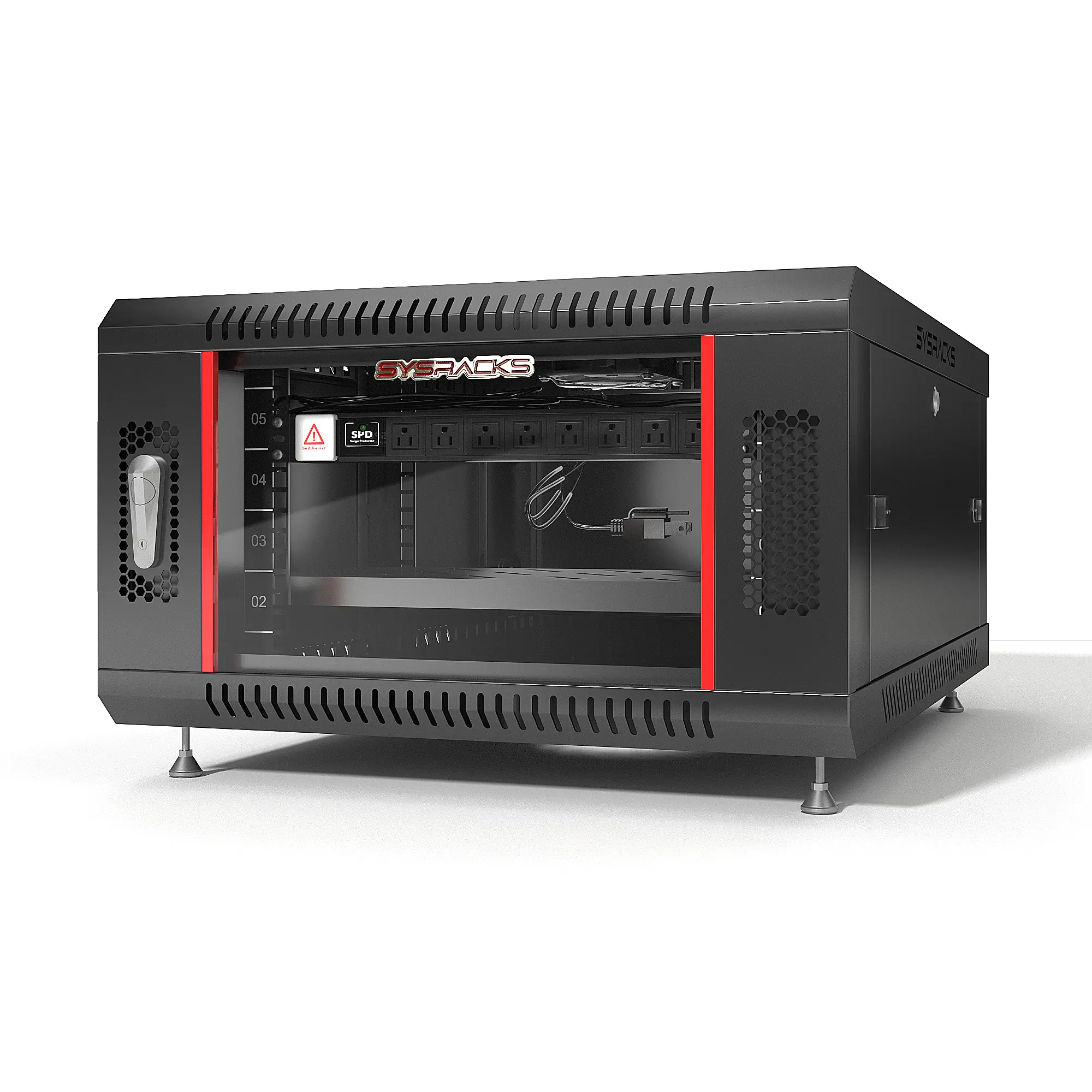 Sysracks 6U Wall Mount Black Server Rack Cabinet 6.600 with Glass Door ...
