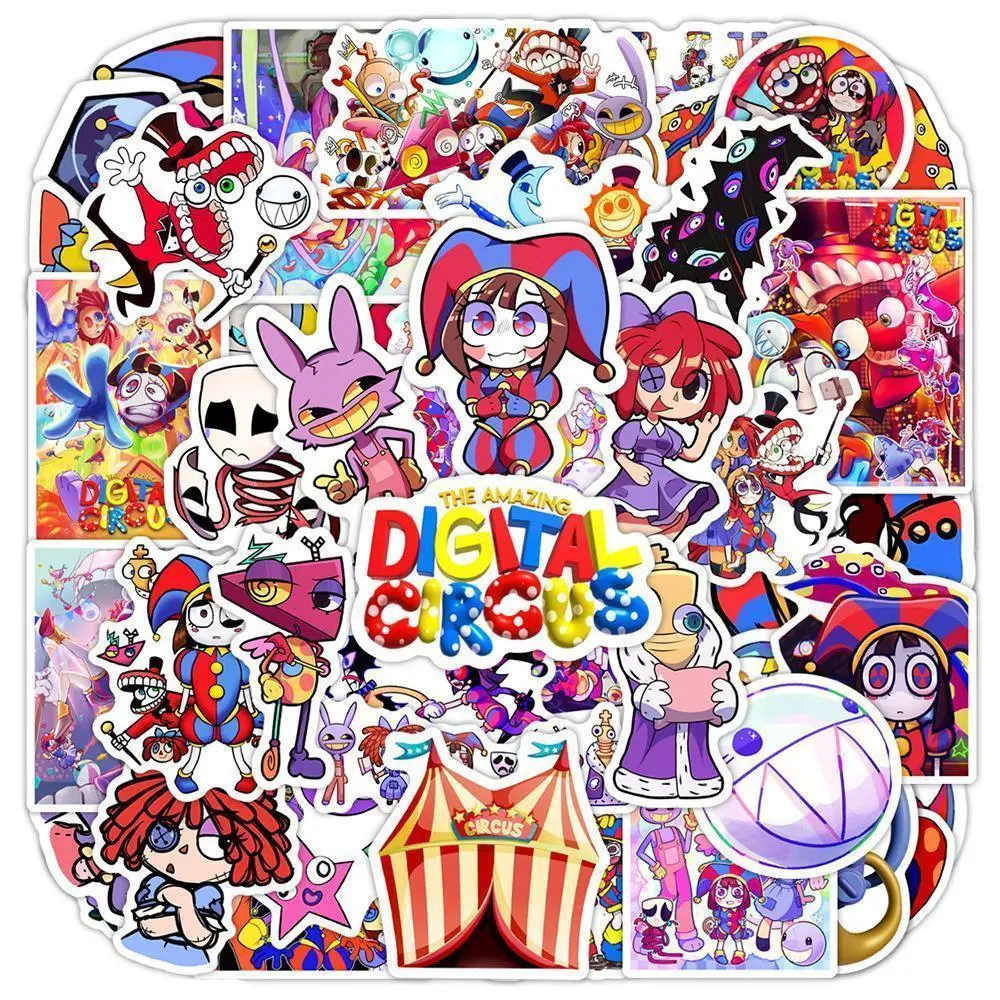 Digital Circus Game Stickers (10/30/60PCS Options) - Waterproof Toy Accessories, Vehicle Accessories for Laptop, Phone Case, Kids Gift