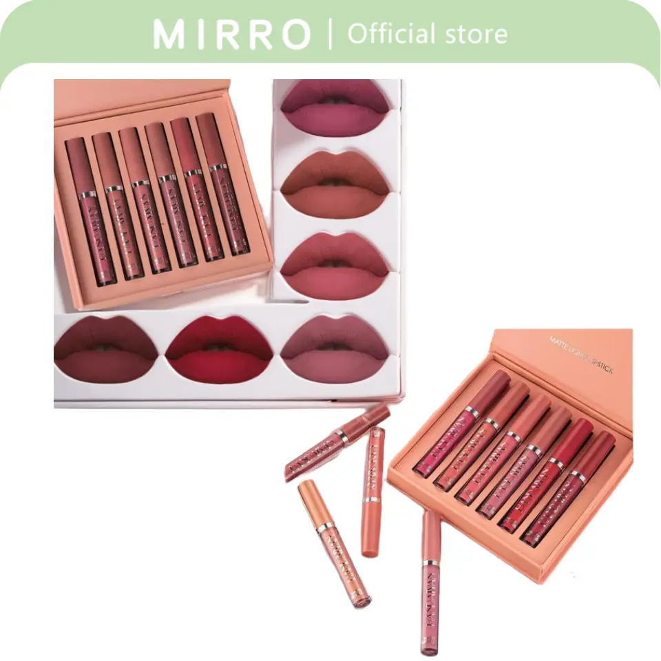 6pcs Waterproof Long-lasting Matte Lip Balm Set, Pearl Glossy Lip Care,Long-lasting high-pigment nude waterproof non-stick cup lip gloss set