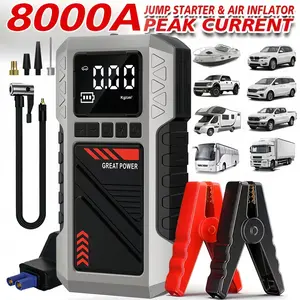 Multifunctional Car Repair Tool Set, Automotive Repair Tools, Includes 180 Psi Digital Air Compressor, 12/24v Battery Booster, 8000mah Battery Pack, Tire Pressure Monitor, Automotive Tire Inflator, Portable Tire Inflator, Tire Inflation Kit