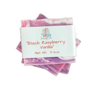 Soaps By Lela Black Raspberry Vanilla Soap - Handcrafted, Natural, Moisturizing Body Wash with Coconut, Olive Oil and Lard Body Care Cleansing