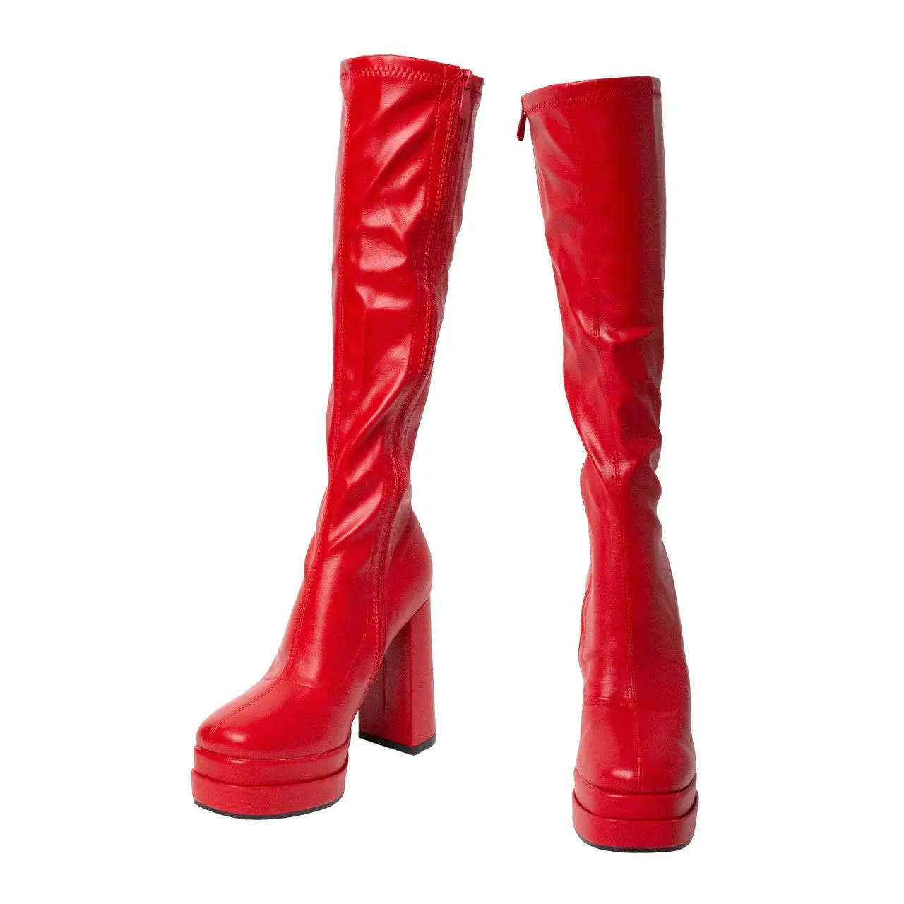 Red Chunky GoGo Boots