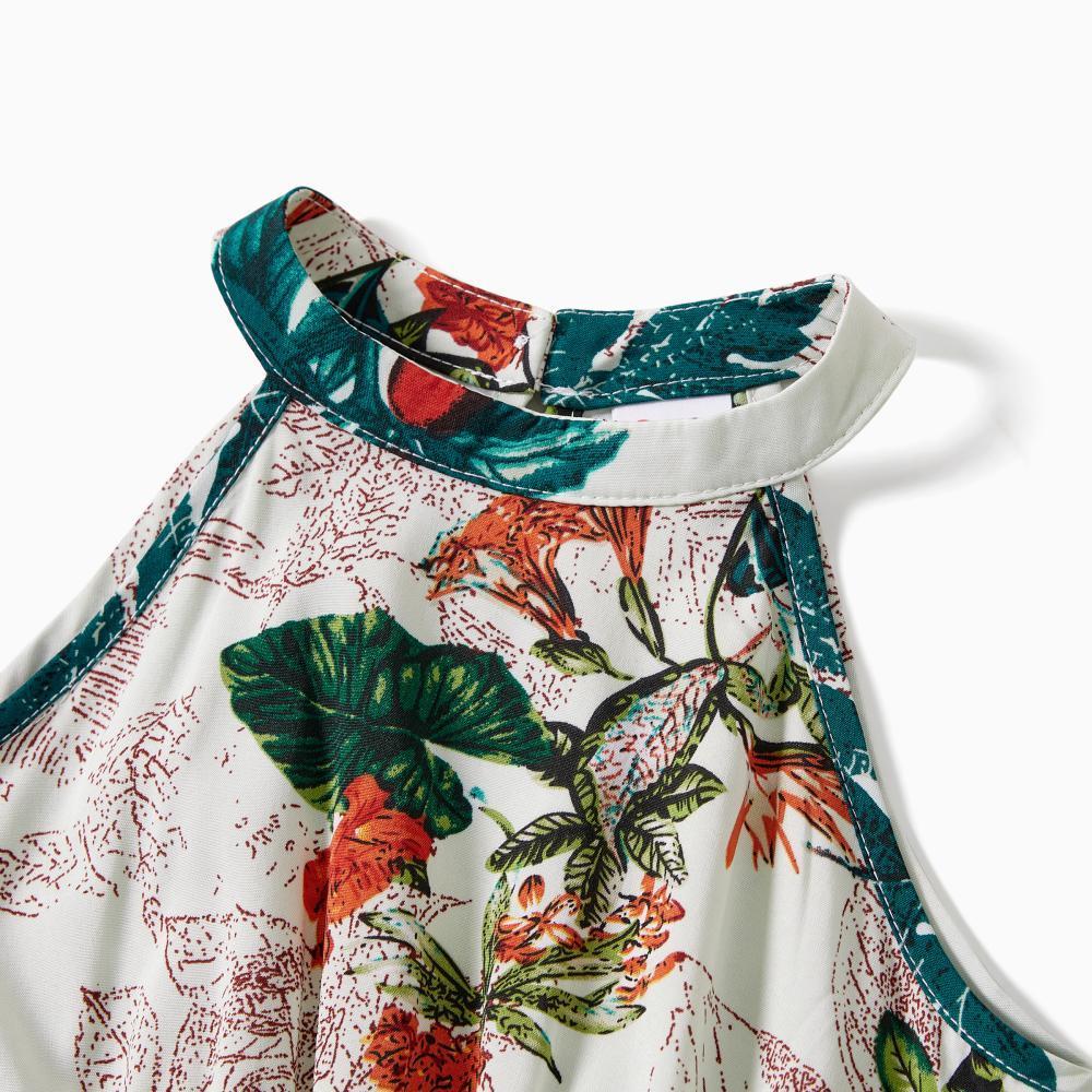 PatPat Family Matching Blue Short-sleeve Tee & Colorful Stripe Camisole Dress - Durable Breathable Fabric for Casual Outings & Vacations