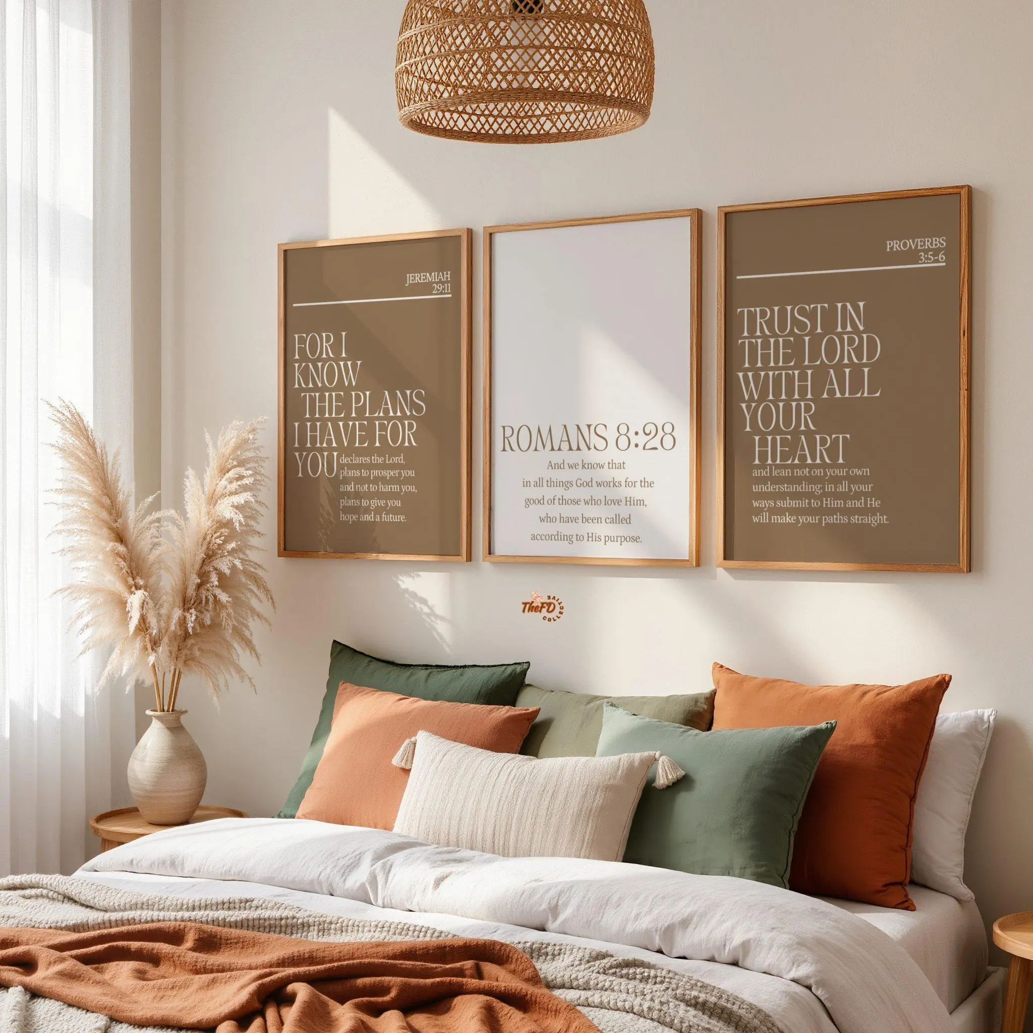 Modern Christian Poster Unframed Set of 3, Neutral Faith Wall Art, Minimalist Scripture Decor Gift, Bible Verse Printable, Jeremiah 29:11, Proverbs 3