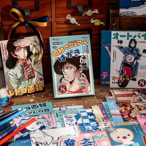 30 Guofeng boxed postcards featuring retro anime characters with text themes, high-quality white cards in retro style for DIY commemorative message cards.