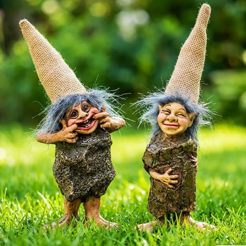 Halloween funny hat-wearing tree demon, stone ghost decoration, party centerpiece, resin pumpkin, Halloween festival, Statue, Decorative Statues