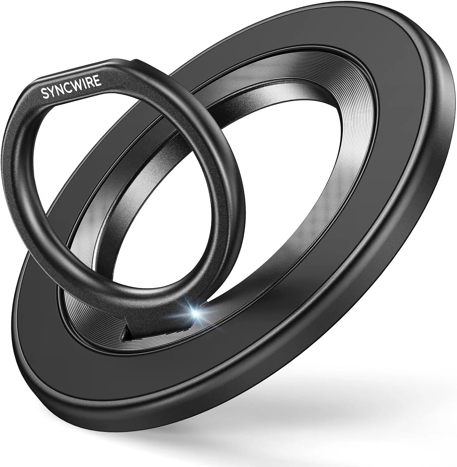SYNCWIRE MagSafe Metal Smartphone Ring Holder - 360° Rotate, 2-Sided Magnet, Folding Finger Kickstand Grip, Easy Installation Stick, Compatible with iPhone 17 Pro Max 16 15 14 13 12 MagSafe Mount Accessories, Cellphone
