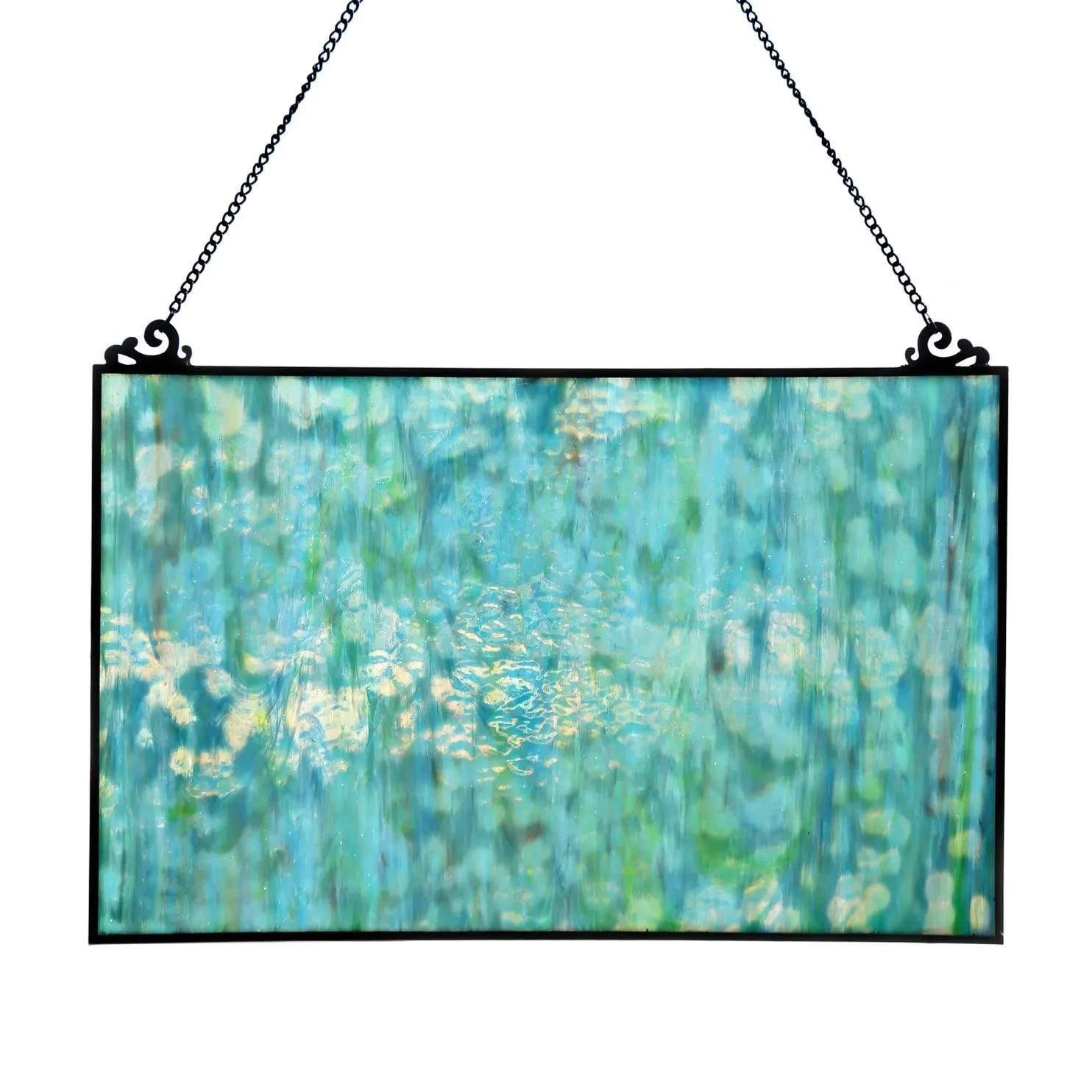 Theo Blue Watercolor Stained Glass Window Panel | A stunning example of watercolor stained glass.