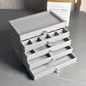 Multi-layer Drawer Flannel Jewelry Box, Ear Studs & Bracelet Storage Rack, Jewelry Display Box