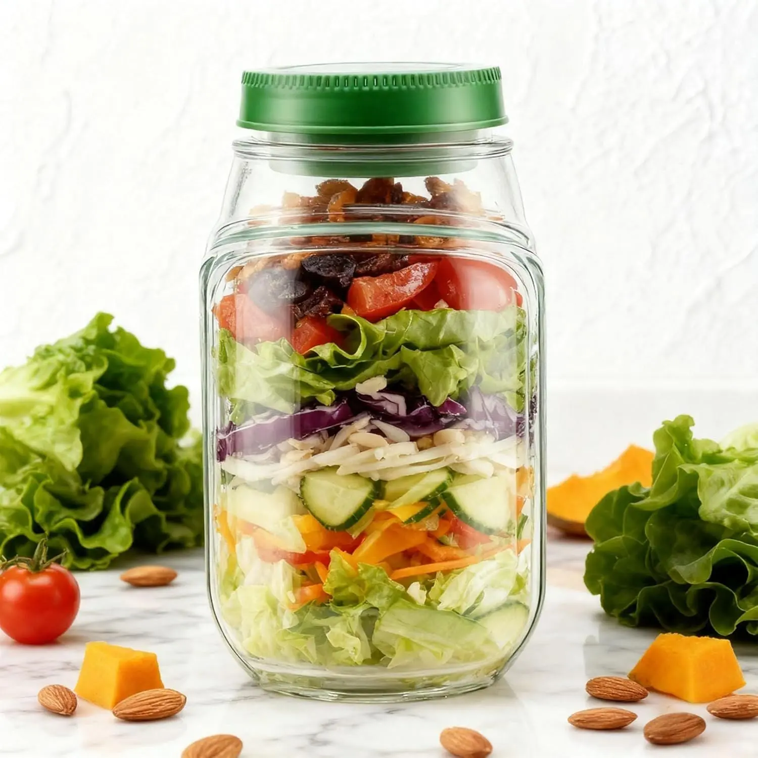 Salad Container with Side Opening, Leak-Resistant Design with Dressing Cup & Lid, Dishwasher & Freezer Safe for Office, Travel & Outdoors (green)