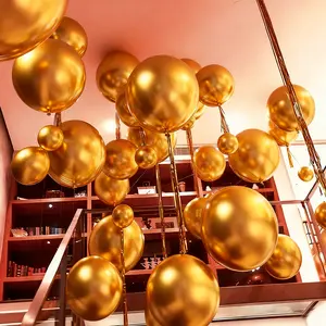 Golden 4D Metallic Foil Balloon Set 24pcs 10/18/22 Inch Glossy Balloons with Helium Tails for Weddings Christmas New Year Halloween Birthdays Valentine's Day & Engagement Party Decorations