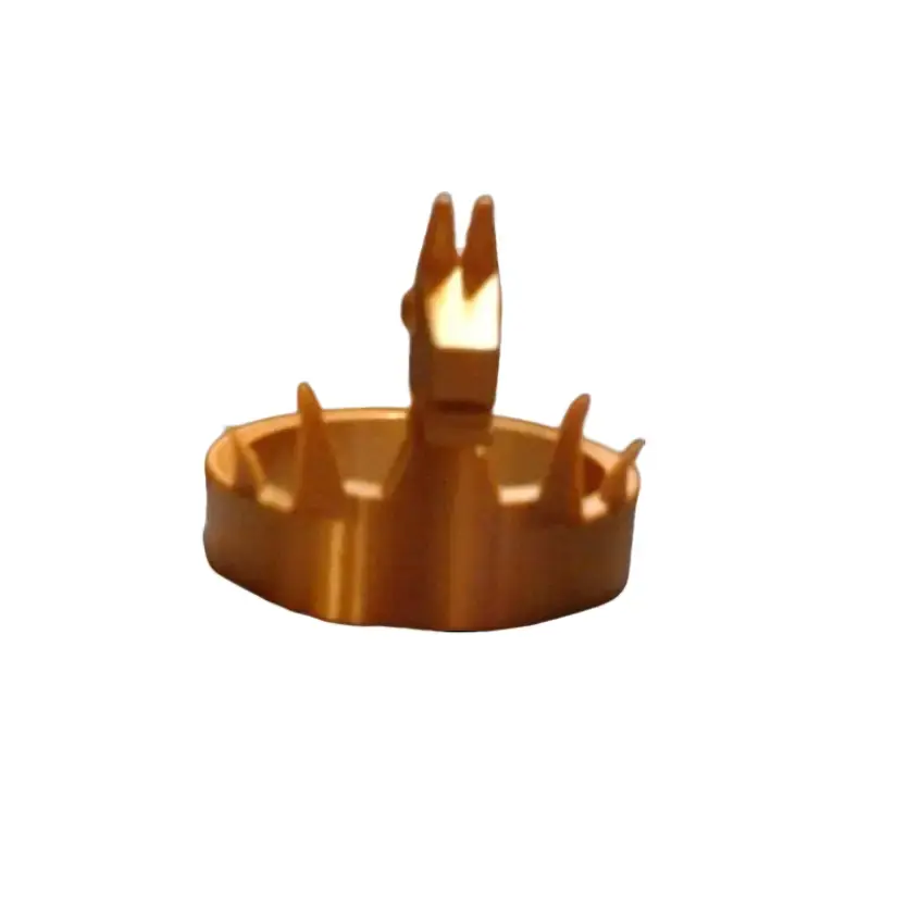 Gold Color Crown-Shaped Decorative Object with Pointed Spikes and Central Tower Design