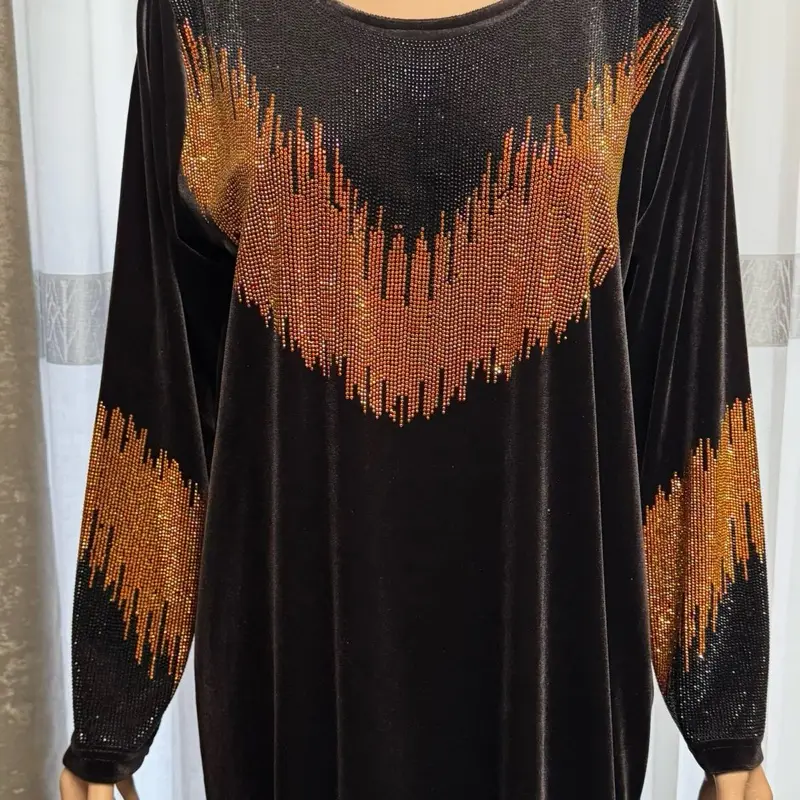 Velvet Middle Eastern Dress Rhinestoned