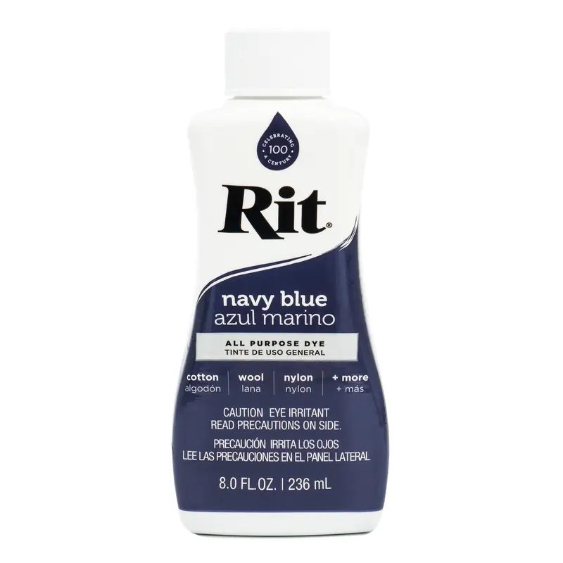 Rit Navy Blue All-Purpose Dye - Classic Colorful Fabric Dye for Cotton Wool Nylon & More - 8.0 Fl Oz Bottle