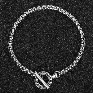 Hermah 4mm Stainless Steel Chain Bracelet Mens Womens Box Link Bracelet Lobster Clasp