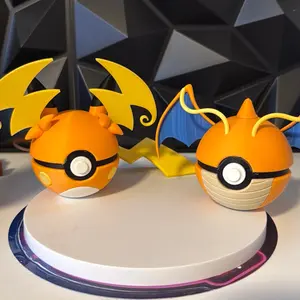 Mega Pika and Dragonite 3D Figurine with PokiBola Design for Collectible Display Dragonite Art Toy Ideal for Collectors and Display Enthusiasts