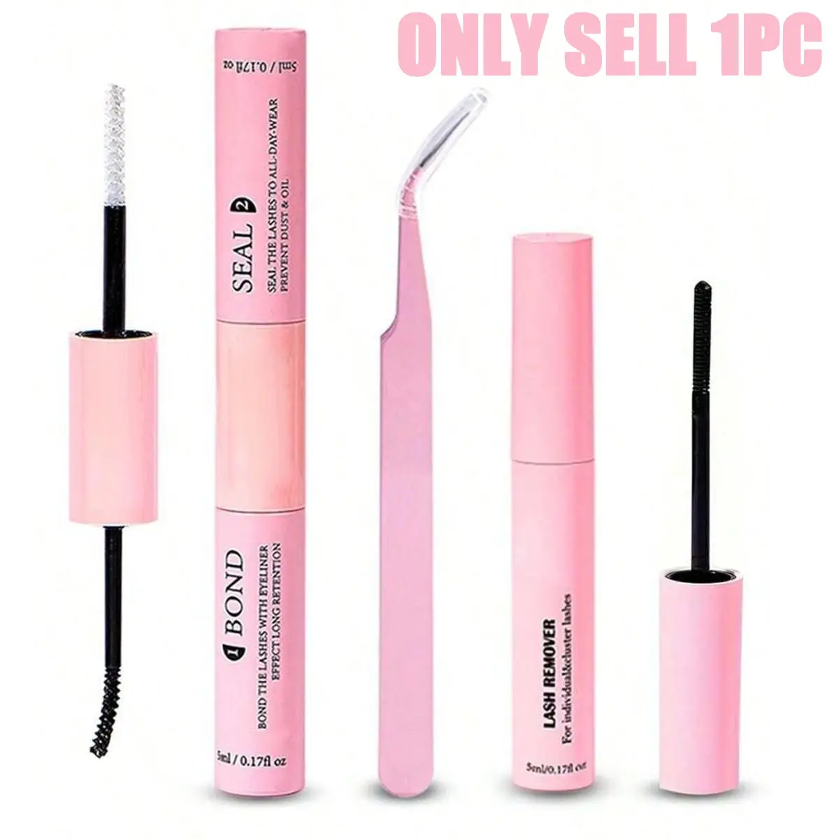 Lash Bond & Seal 10ml Individual Lash Glue, Eyelash Glue Extension, Lashes Adhesive, Super Strong Hold, DIY Lash Extension Kit with 5ml Glue Remover & Tweezers, 48–72 Hour Waterproof Wear for Lash Clusters