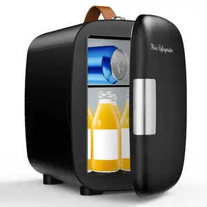 Mini Fridge for Bedroom, 4L Compact Personal Fridge Cooler For Skincare, Drinks, And Snacks, Fits 6 Cans, Mini Refrigerator with 110V Ac/12V Dc, Ideal For Car, Dorm