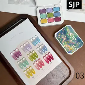 9 Color Smudge Gradual Change Painted Glue Palette, 1 Count Long Lasting Gel Nail Polish, Colorful Nail Products for All Styles and Occasions, Nail Art