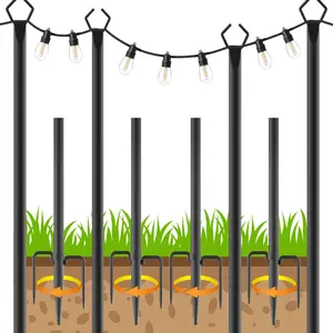4-8 Pack String Light Poles, Outdoor String Light Pole 10ft Forked Metal Light Pole with Adjustable Outdoor Light Stand, Deck, Backyard, Garden, Wedding, Rustproof and Sturdy with Hooks