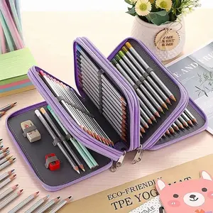 Large Capacity Pencil Case 3-Layer | 72 Slots Fabric Organizer | Portable Storage Pouch, Pencil Bag for Office Supplies, Art Supplies, Colored Pencils & Pens | Gift for Friends | Pens NOT Included