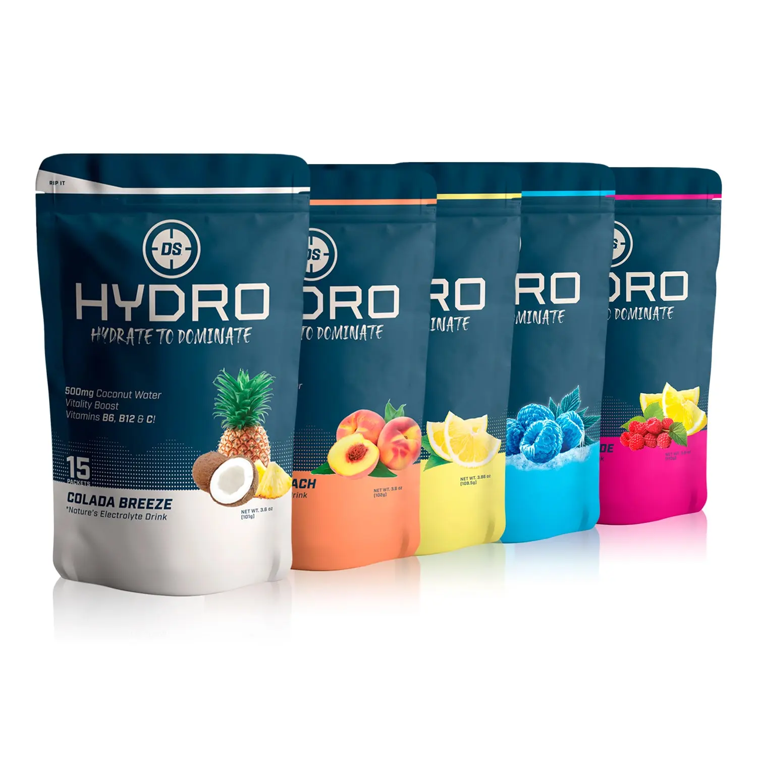 DS HYDRO Razz Lemonade Electrolyte Sport Drink Mix - 500mg Coconut Water, Himalayan Pink Salt, 15 Servings, 0 Sugar, GMO-Free, Targeted Hydration, Energy Booster for Enhanced Endurance